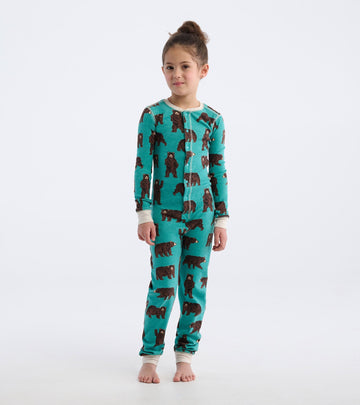 Little Blue House Brown Bear Kids Union Suit